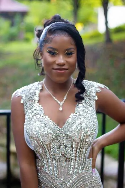 The finished gown worn by the client